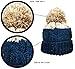 BIBITIME Handmade Cable Knit Beanie Hat Adorable Pom Winter Women Lady Warm Cap (Medium, Navy)