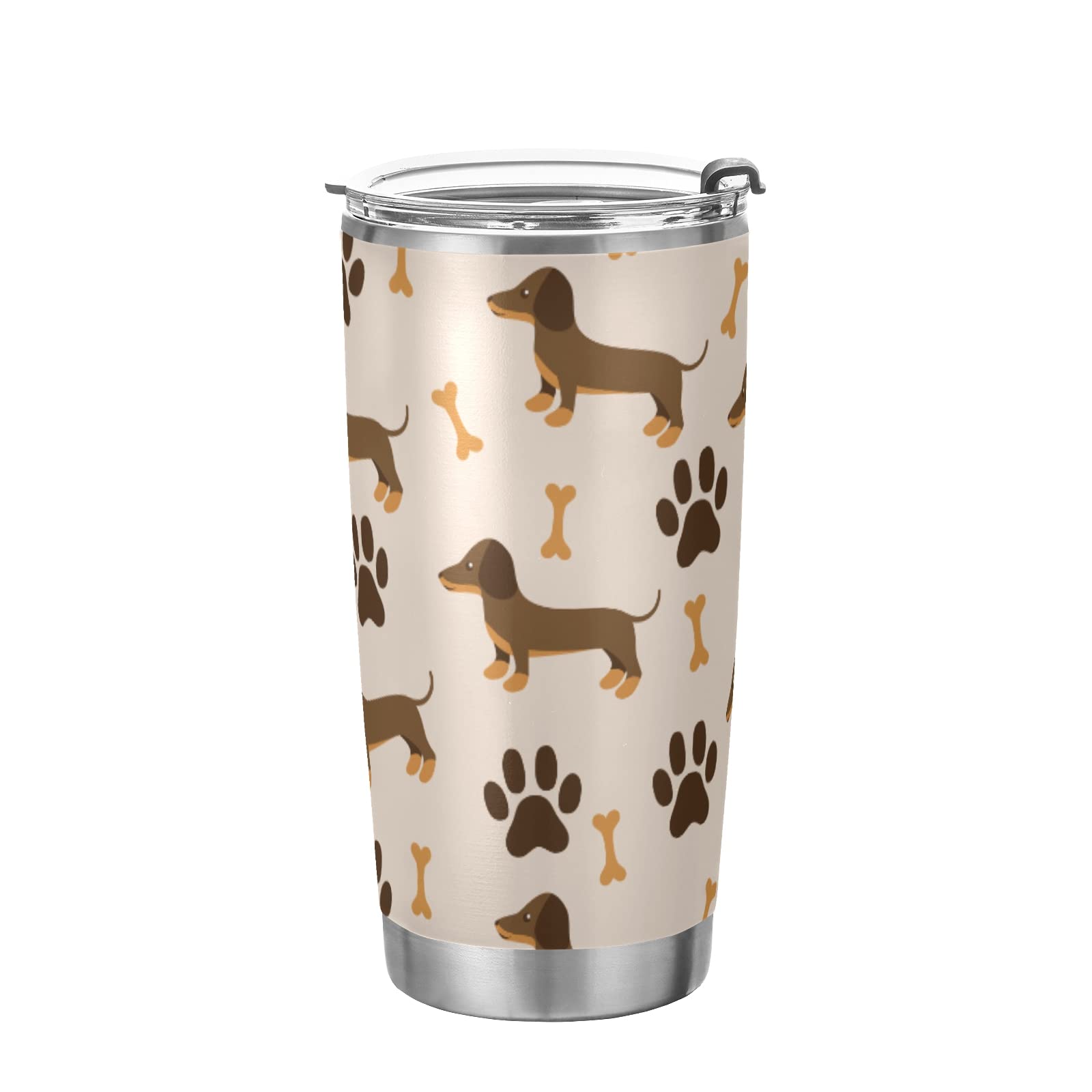 Verre Teckel Avec Couvercle Et Paille - Tasse Isotherme 350ml, Design Mignon, Cadeau Original