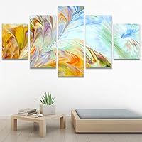 SIGNWIN 5 Panel Canvas Wall Art Modern Art Abstract Brushstroke Contemporary Edgy Mixed Media Multicolor for Home Decorations Ready to Hang - 60