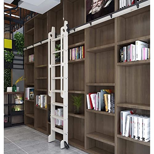 Escalera móvil de biblioteca con kit de herrajes para optimizar el almacenamiento vertical 4