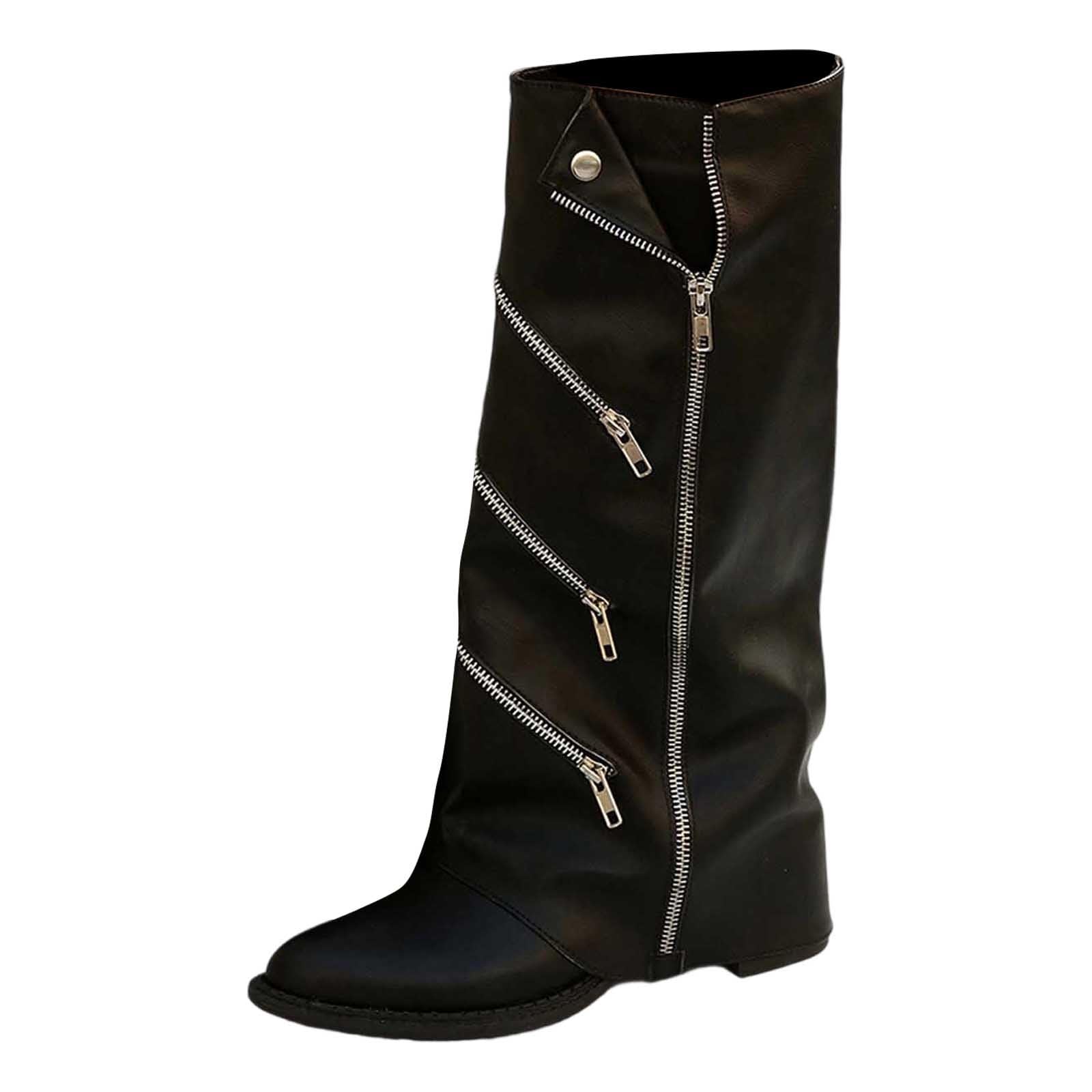 Bottines à fermeture éclair avec bout pointu et coupe mi-mollet - 8