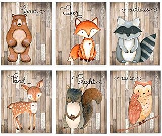Woodland Nursery Decor for Boys - Animal Pictures Wall Art - Baby Room