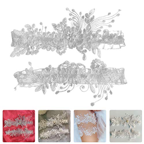 ABOOFAN 1 par Anel para a Festa de Casamento Lace Garter Cintos Strass Elástica Perna Lingerie Nupci