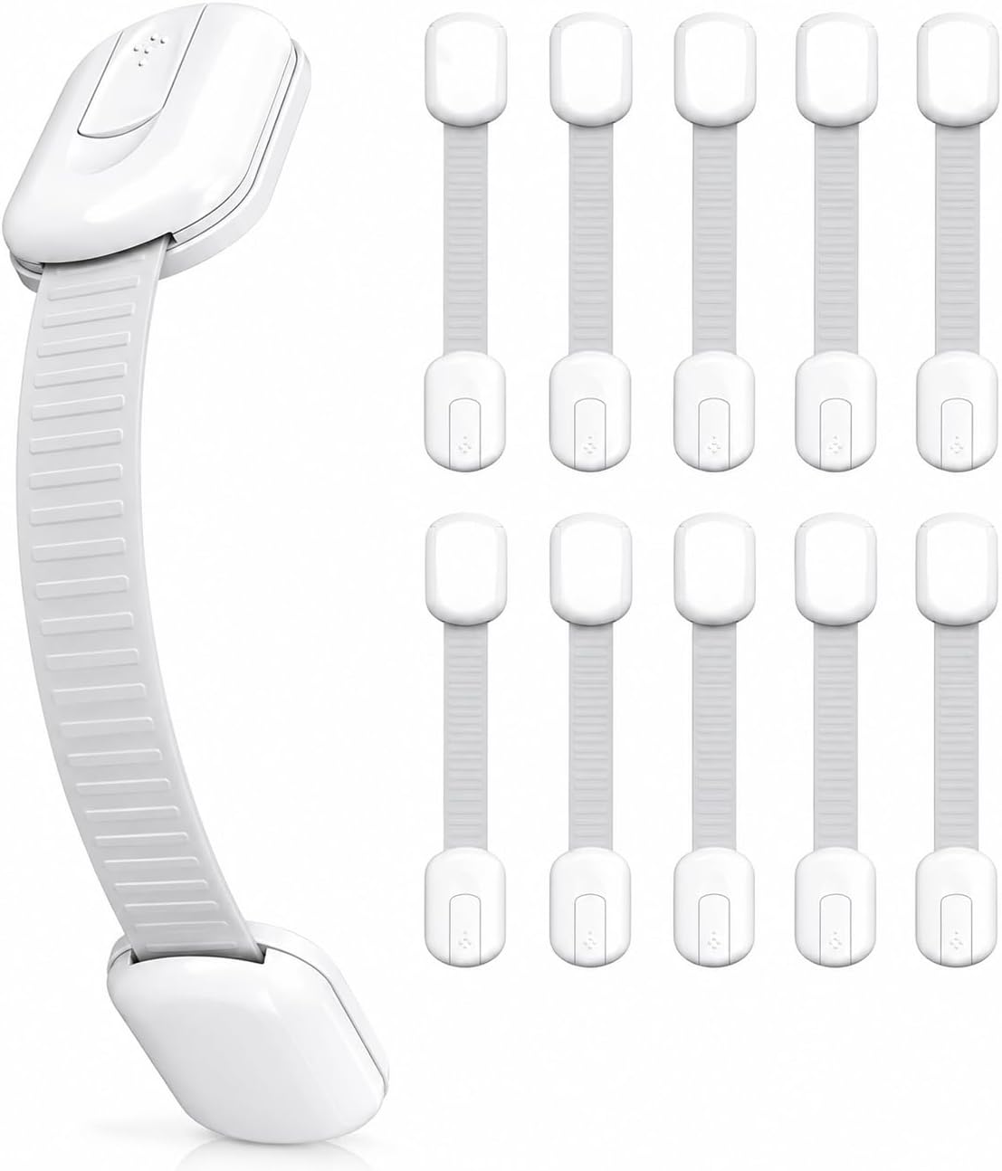 Cabinet Locks Baby Proofing (10 Pack) – Child Safety Locks for Cabinets, Drawers, Fridge, Oven, Toilet & More – Baby Locks for Cabinets with Adjustable Straps & 3M Adhesive