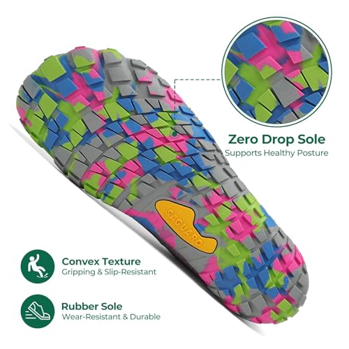 Miniatura 5 de Saguaro Barefoot Mujer Zapatillas Minimalistas De Trail Running Antideslizante Calzado Barefoot Para Zero Drop Soles Rosa Persa,Gr.42