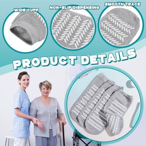 Taiyin 6 Pair Double Sided Tread Non Slip Socks Hospital Socks Slip Stopping Safety Fall Prevention for Bariatric (Gray,Small)2