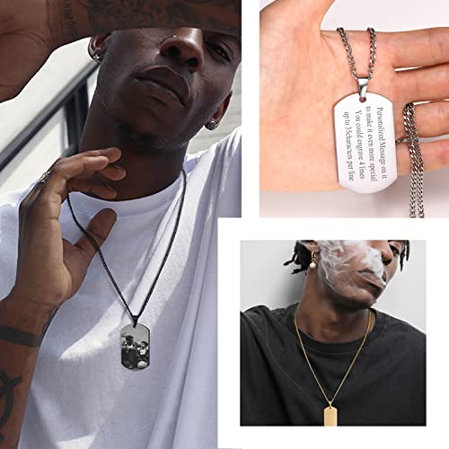 VNOX Personalized Picture Name Necklace, Engraving Stainless Steel Dog Tag Pendant Necklace for Men Women, Customized Gift for Him Dad Husband3