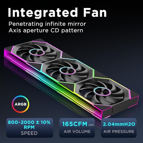 Image of 360mm AIO CPU Cooler with 6.67 inch 2K AMOLED Rotatable Screen | 320W TDP Liquid Cooling | ARGB Fans | Intel LGA1851 /1700 /115X & AMD AM5 /AM4 Compatible | Black