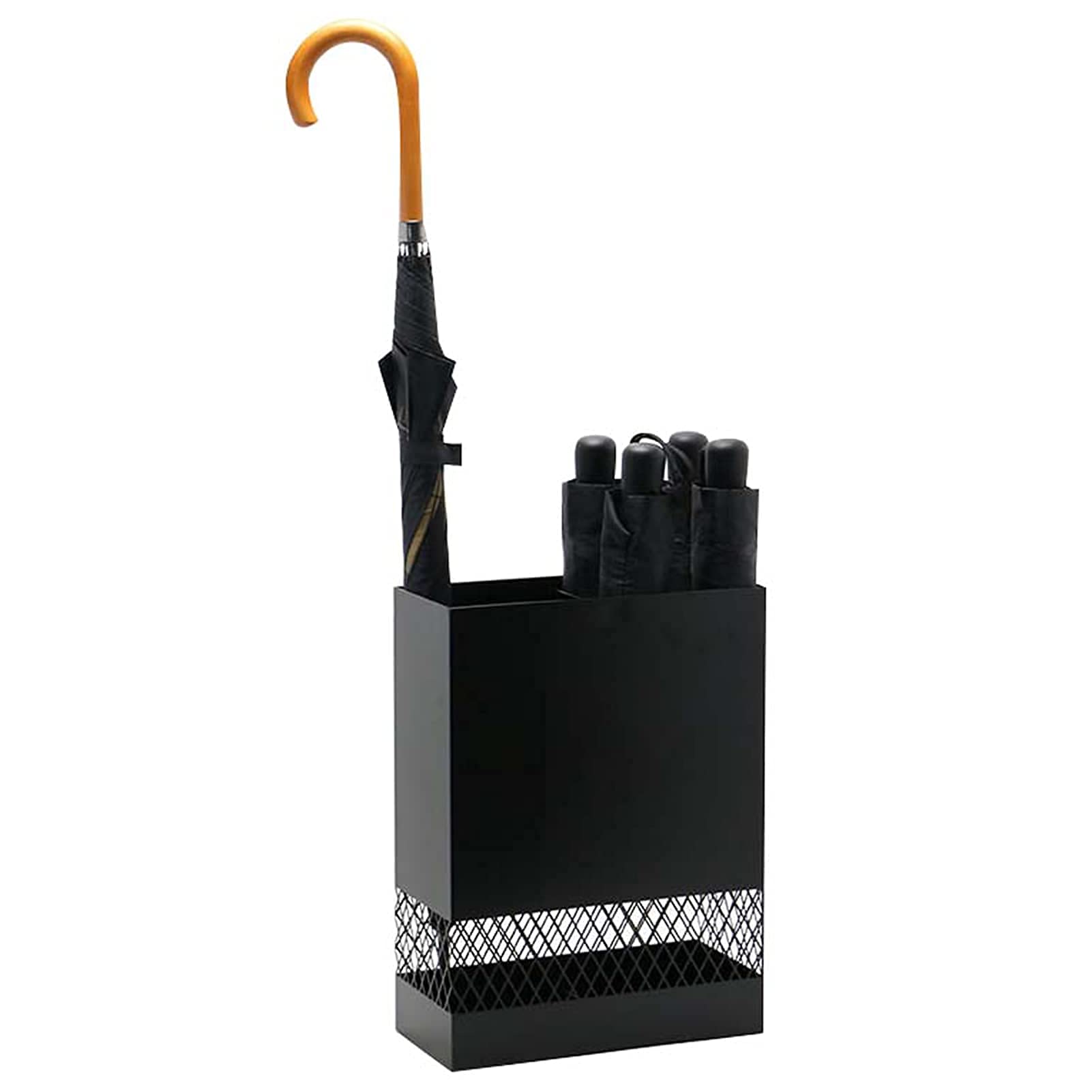 Support de parapluie évidé en fer métallique rectangle d'entrée noir