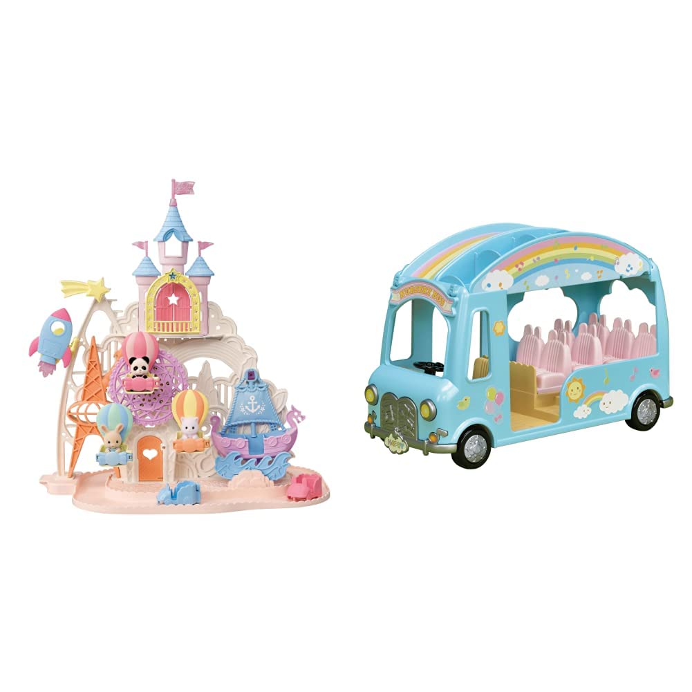 SYLVANIAN FAMILIES 5538 Parque de Atracciones – Juegos para Casas de muñecas 4150 - Familia Conejo Chocolate