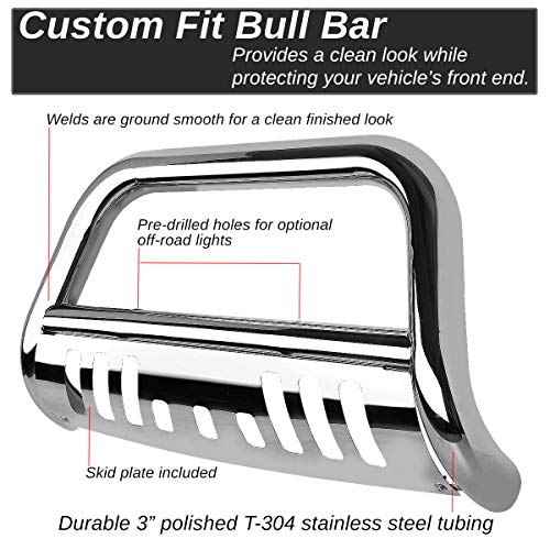 Compatible With Dodge Ram 1500 3 Inches Chrome Bull Bar+6 Inches Chrome Housing Smoked Lens Fog Lights #TOP3