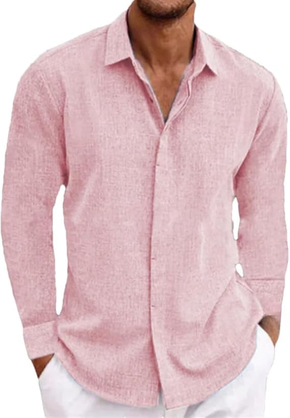 Men's Daily Leisure Button Up Lapel Long Sleeve Shirt Beach Vacation Stretch Shirts Business Wedding Cardigan Top, Dark Blue, XX-Large