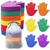 PerKoop 100 Pcs Flower Fish Carpet Markers 6 Colors Hook and Loop Spot Markers Sticky Carpet Markers for Classroom Kindergarten Preschool Must Haves Floor Dots Teacher Supplies(Hand)