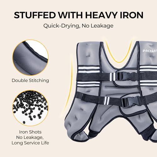 Image of PACEARTH Weighted Vest,6lb /8lb /10lb /12lb /16lb /20lb /25lb /30lb Weight Vest with Reflective Stripe, Body Weight Vests for Women, Men, Weight Loss Workout, Strength Training, Running, Walking, Jogging