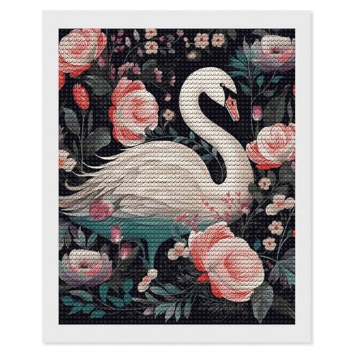 Peinture diamant 5D cygne floral pour décorer votre salon avec élégance