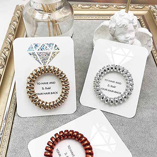 Bachelorette Party Hair Ties With Laser Diamond Card,Bridesmaid Proposal Gifts Set Of 7,Spiral Hair Ties Scrunchies,Bridal Shower Wedding Favors Souvenirs Decorations For Guest (Champagne) #TOP3