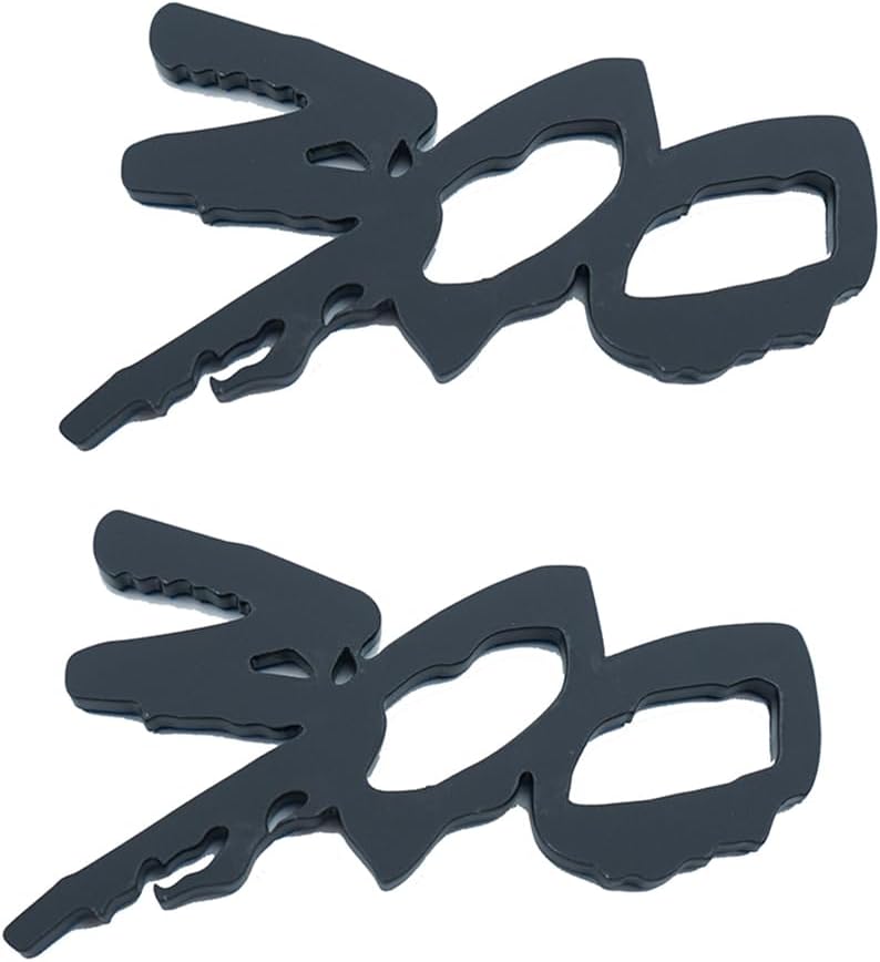 2PC 300 Drip Car Emblem Badges Custom Racing Aggressive Numbers Nameplate Letter Logo (Gloss Black)