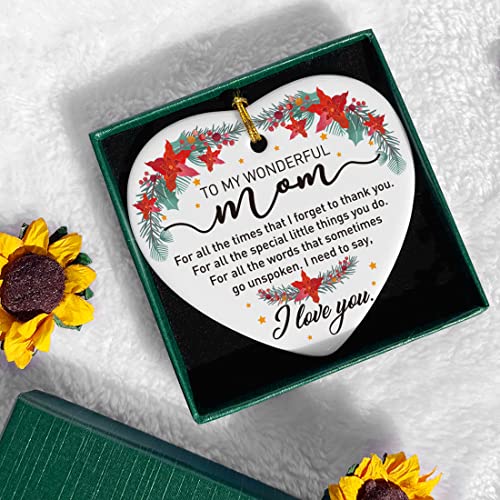 Image of Gifts for Mom, Birthday Christmas Keepsake Ornaments Gifts for Mother from Daughter Son, Holiday Christmas Tree Decorations Ornaments Sign, I Love You