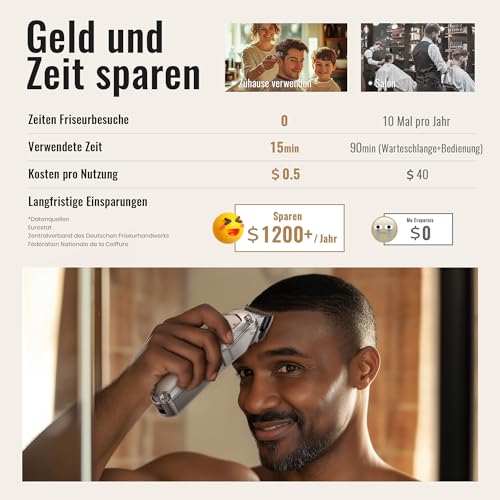 Jack & Rose Haarschneidemaschine, Profi Haarschneider Kabellos & Wiederaufladbar, IPX7 Wasserdichte...