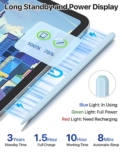 Image of Stylus Pen for iPad - Apple Pencil 2nd Generation Alternative With Wireless Charging - Compatible With iPad Pro 11 /12.9 Inch, Air 4 /5, Mini 6 (Blue)