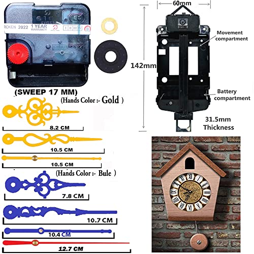 Image of Silent Pendulum Type Quartz Clock Moviment Mechanism 17 MM Sweep Silent Motor DIY Kit (Bule,Gold,Red1)