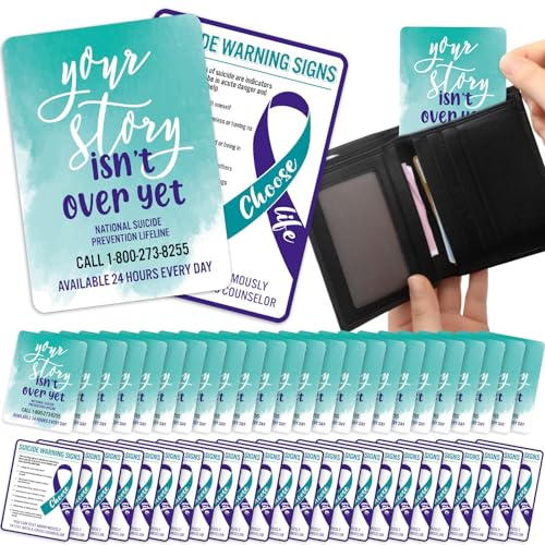 Dunzoom 48 Pcs Suicide Prevention Awareness Wallet Cards Bulk Teal
