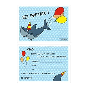 katelein Invitations d’anniversaire d’enfant requin italien.