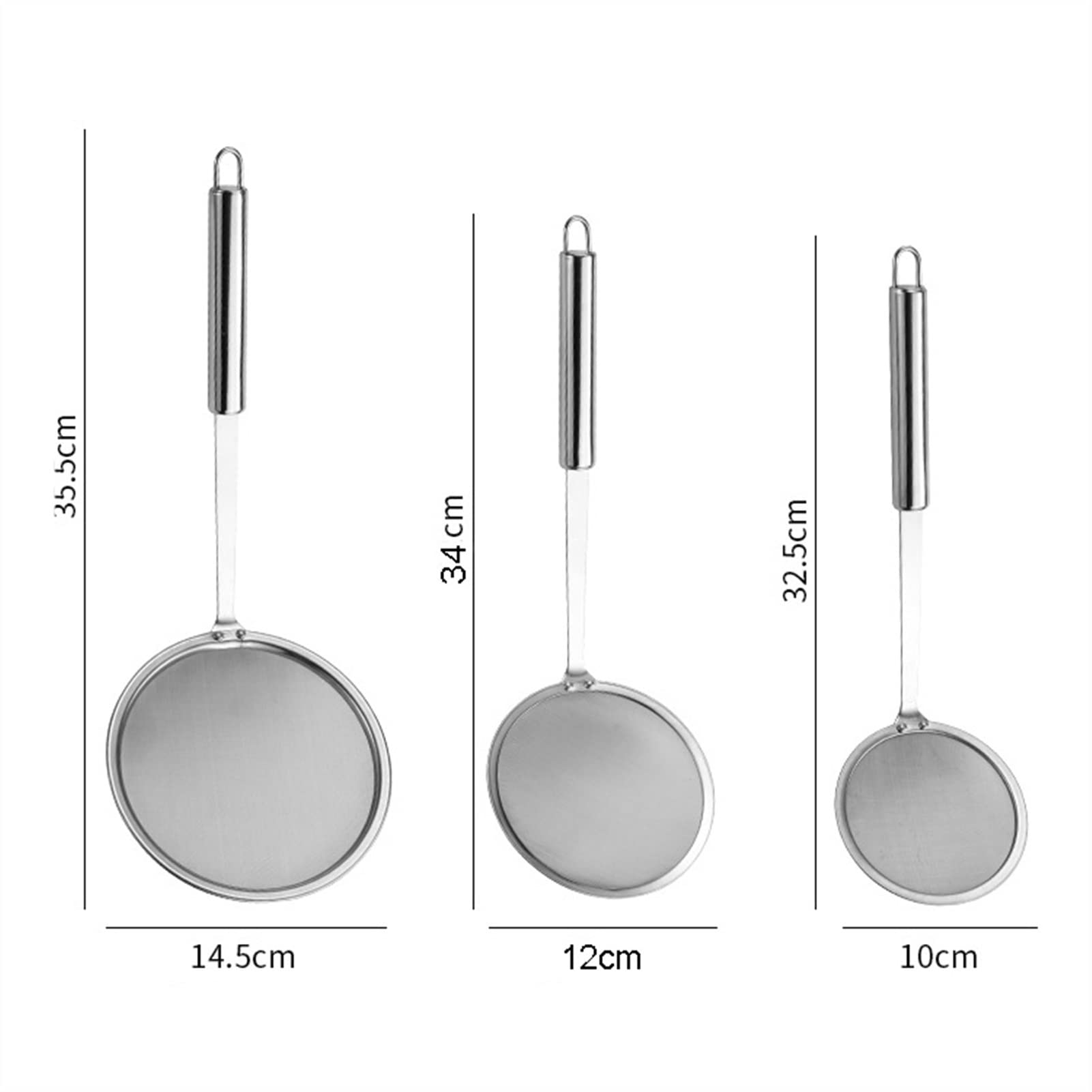 Tamiz de harina, colador Acero Inoxidable, Aceite, Filtro Alimentos, Cocina, Utensilios for Hornear(10 Inches)