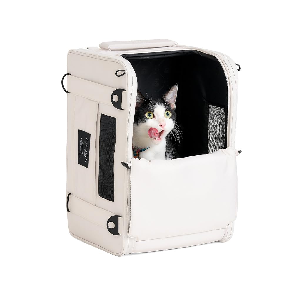 FikaGO Borsa da viaggio 3 in 1 per cani e gatti Truffle Plus - Zaino, Borsa a tracolla e bagaglio a mano (Creamy Cloud, L)