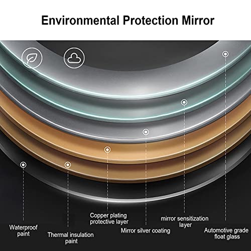 Zyledw Led Round Mirror Bathroom Vanity Mirror With 3 Color Lights, Metal Frame Wall Mounted Dimmable Makeup Mirror With Touch Button Switch, Ip54 (Color : Gold, Size : 90Cm/36In) #TOP3