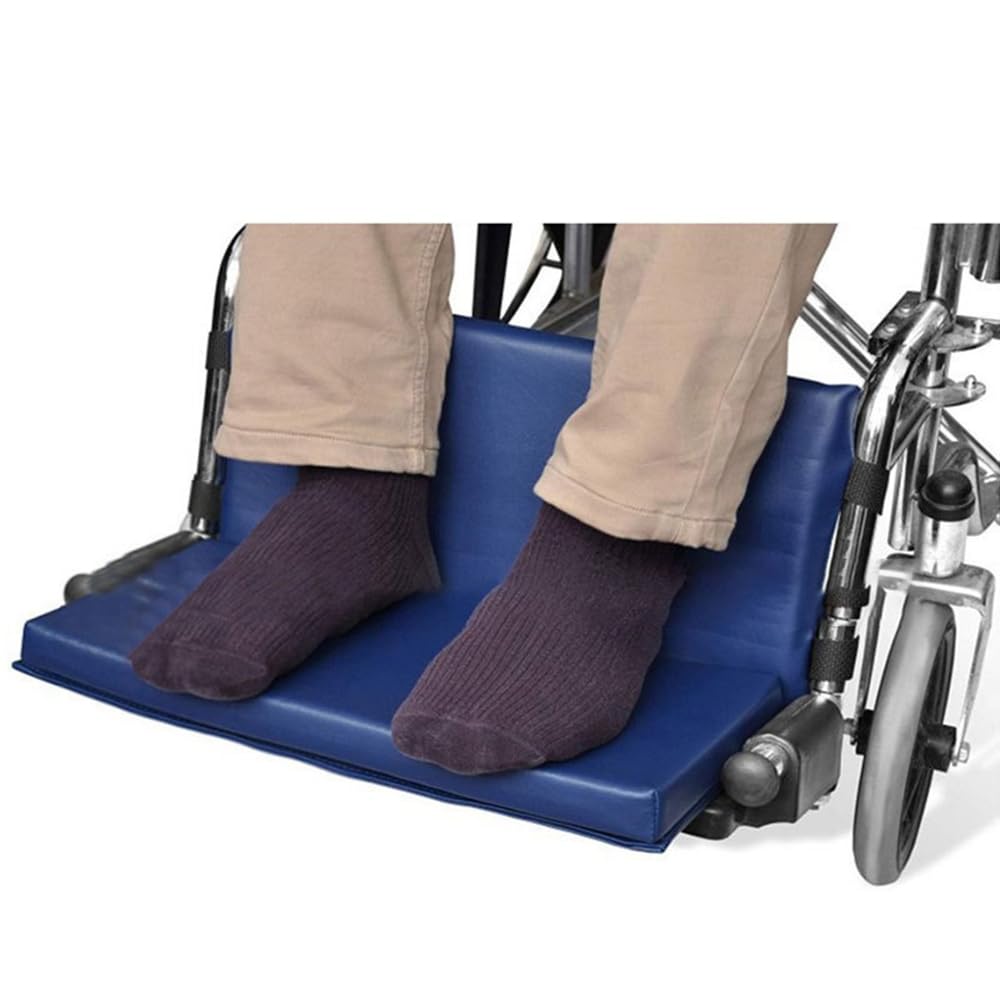 Extensión de reposapiés para silla de ruedas con ajuste de altura fácil de mantener, almohadillas para las piernas, accesorios de cuero y algodón, azul, moderno, ergonómico, antideslizante (S)
