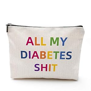 Diabetic Supplies Travel Bag Gifts Sets, All My Diabetes S-hit Funny Diabetes Glucose Meter Case Organizer + Blood Sugar Log Book + 10 Diabetic Alert Stickers for Type 1 Grandpa Grandma Birthday