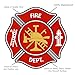 Fire Dept Maltese Cross Shaped Sticker - Red Yellow Firefighter, First Responder Stickers Helmet Car (2