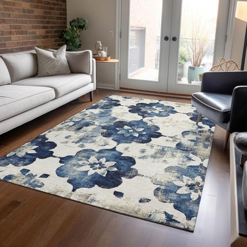 Tapete rectangular 9' x 12' azul marino Addison Rugs miniatura 1