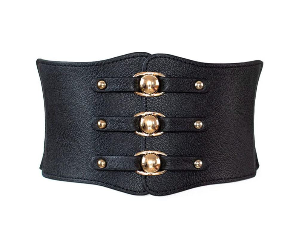 Diyafas Women's Black Stretch Waistband Wide Elastic Dress Belt Waist Cinch Belts