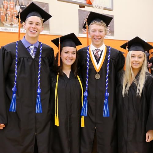 Image of Graduation Honor Cords Royal Blue and White Graduation Cords with Tassels, 67 inch Long for Graduation Students