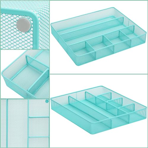 Accessoires de bureau turquoise Annova et plateau organiseur de tiroir maille