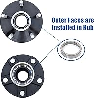 Vista 2 de Conjunto de cubo de remolque circular de 5 pernos de 5 pulgadas con husillo cónico y rodamientos de 1-3/8 a 1-1/16 pulgadas, juego de 2
