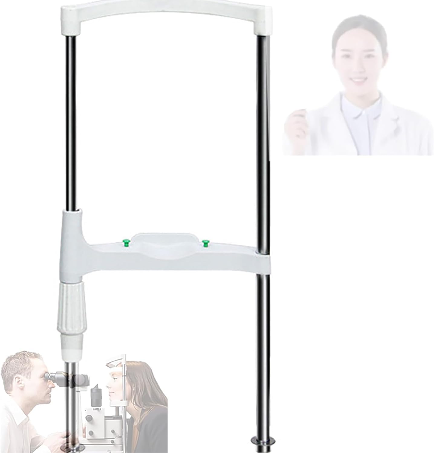 Ergonomiczne regulowane podparcie podbródka i wsparcie czoła dla komfortu pacjenta podczas badań optometrycznych i oczu, idealne do dokładnego pozycjonowania głowy