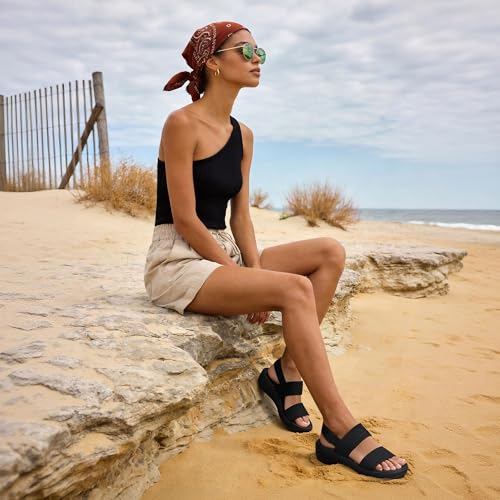 DREAM PAIRS DREAM PAIRS Women's Walking Sandals Lightweight Soft Footbed Low Wedge Comfort Indoor Outdoor Flat Sandals,Size 10,All Black,DWUMFS2522