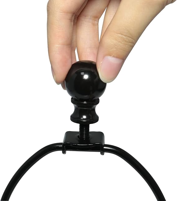 8 Inch Lamp Harp Holder with 1-1/2 Inch Lamp Finial Oil Rubbed Black Steel Ball Knob Lamp Shade Finial for Table and Floor Lamps, Black