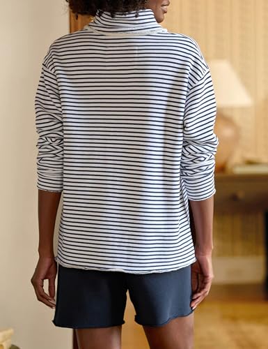 Zontroldy Women's Casual V Neck Pullover Sweatshirt Long Sleeve Solid Color/Stripe Polo Collared Shirts Tops3