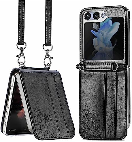 For Samsung Galaxy Z Flip 3 Case, Premium PU Leather Wallet Flip Case Cover with Card Slots for Samsung Galaxy Z Flip 3 5G Folding Phone Cover (Galaxy Z Flip 3 5G, Purple)