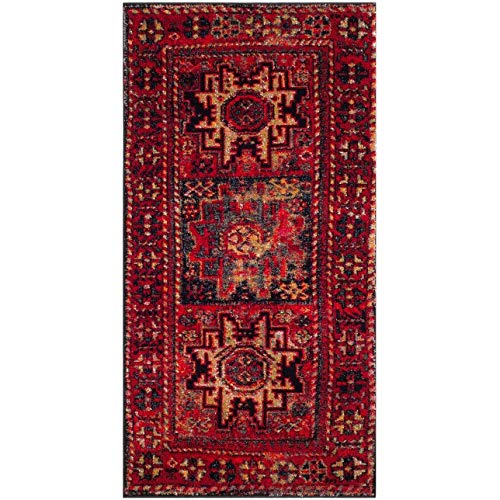 SAFAVIEH Traditionell Teppich für Wohnzimmer, Esszimmer, Schlafzimmer - Persian Collection, Kurzer Flor, Rot und Multi, 79 X 152 cm SAFAVIEH Traditionell Teppich für Wohnzimmer, Esszimmer, Schlafzimmer - Persian Collection, Kurzer Flor, Rot und Multi, 79 X 152 cm