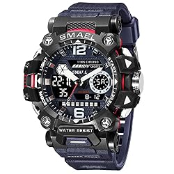SMAEL 8072 - Reloj militar digital LED para hombre, impermeable, táctico, deportivo, para hombre, Azul marino-8072, Moda e informal