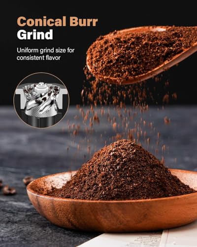 Image of KIDISLE Conical Burr Coffee Grinder Electric, Espresso Grinder for Home Use, Burr Mill with 51 Grind Settings, Precision Electronic Timer, Stainless Steel Container