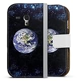  DeinDesign Etui Compatible avec Samsung Galaxy S3 Mini Etui Folio Etui magnetique Galaxie Terre Planète