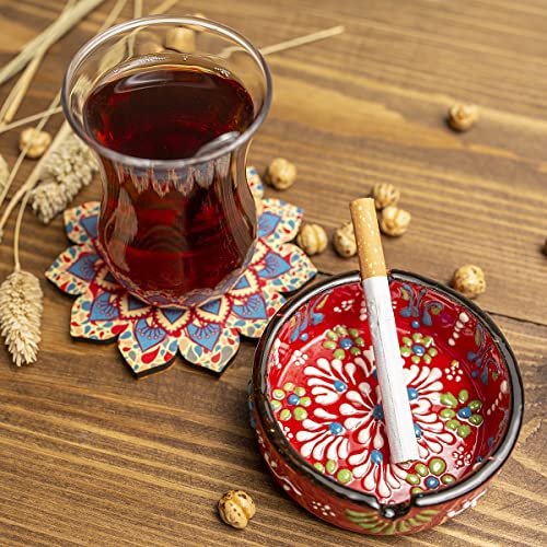 Set Of 4 Ashtrays Cute Hand-Paint Ceramic Cigar Ashtray Outdoor Cigarette Ash Tray Colored Ceramic Ashtrays Gloss For Indoor, Outdoor, Patio, Home, Office Smoking Ash Tray Handwork Ashtray (4 Pcs) #TOP7