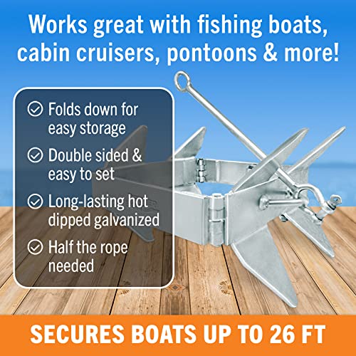 Image of Box Anchor for Boats, Folding Boat Anchor Hot Dip Galvanized, Double Sided
