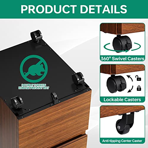 Letaya 2 Drawer Mobile File Cabinet With Lock,Under Desk Metal Filing Cabinets For Home Office Organizer Letters/Legal/A4(Required Assemble-Wood) #TOP6